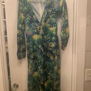 Banana leaf deep plunge dress